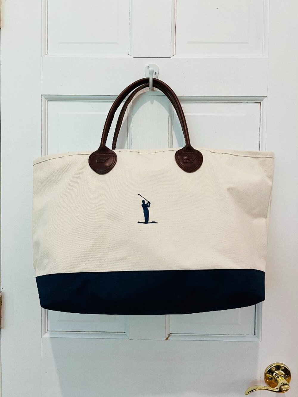 Vineyard Vines Golf Tote Bag with Leather Handles
